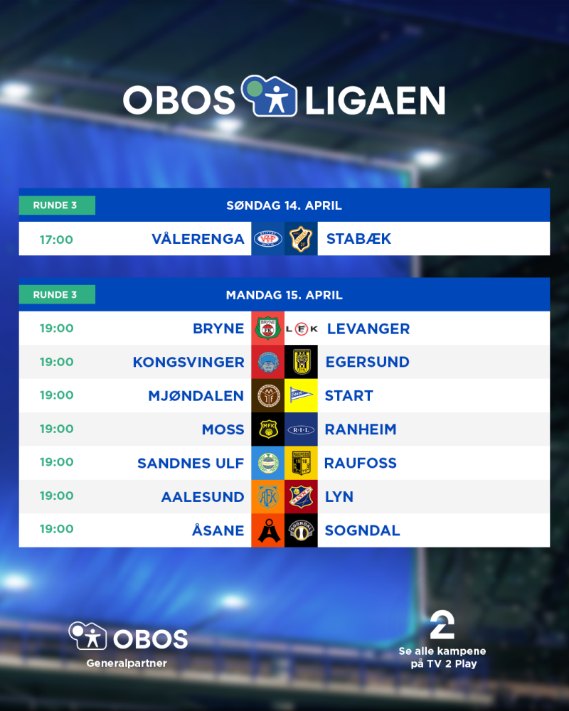 Her Er Spilleplanen For OBOS-ligaen 2024 / OBOS-ligaen